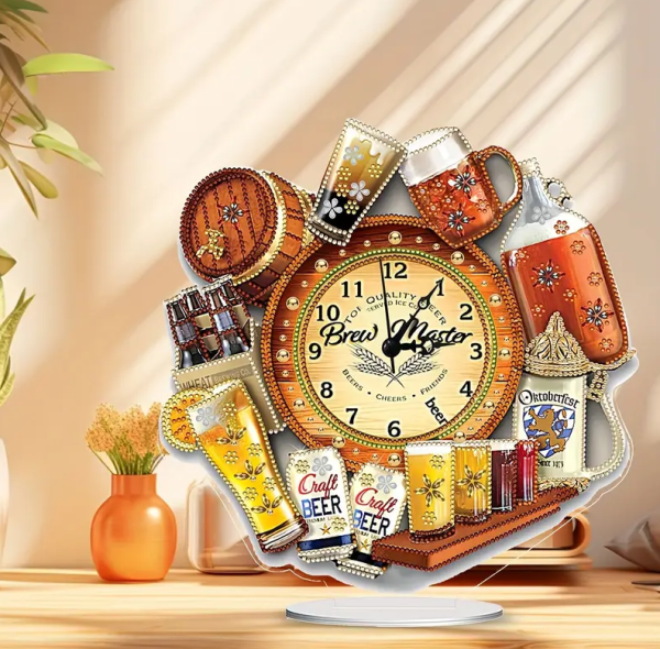 Diamond Painting 5D DIY Diamantmalerei-Set Bier Uhr